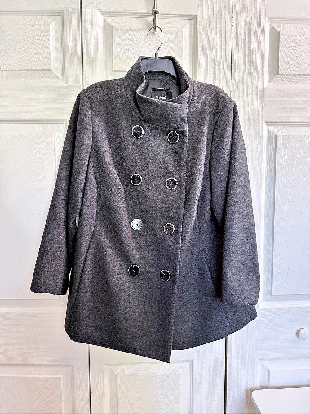 Style&Co Women's Dark Gray Pea Coat Size 16W